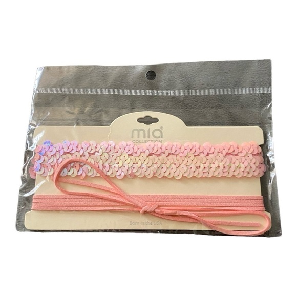 NWT-TWO SETS OF CHOKERS-BLACK & PINK - Picture 4 of 5